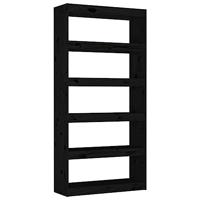 Boekenkast/kamerscherm 80x30x167,4 cm massief grenenhout zwart - thumbnail