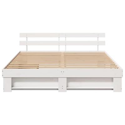 Bedframe met hoofdeinde Wit 200 x 200 cm Massief grenenhout Bedframe met hoofdeinde Wit 200 x 200 cm Massief grenenhout