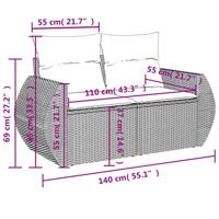 6-delige Loungeset met kussens poly rattan lichtgrijs - thumbnail