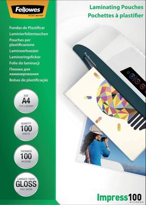 Fellowes lamineerhoes Impress100 ft A4, 200 micron (2 x 100 micron), pak van 100 stuks Fellowes lamineerhoes Impress100 ft A4, 200 micron (2 x 100 micron), pak van 100 stuks