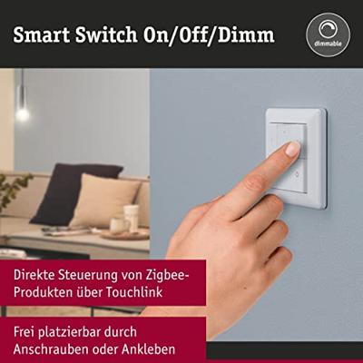 50134 SH ZB Wandtaster Doppelwippe On/Off/Dimm Paulmann Home Draadloze schakelaar Wit