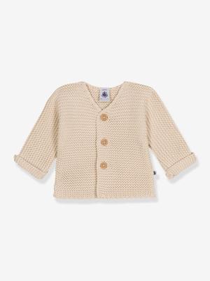 Cardigan baby geribbeld tricot van biologisch katoen PETIT BATEAU beige