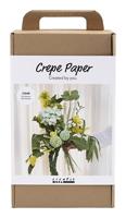 Creativ Company Maxi hobbyset crêpepapier, bloemenboeket, lichtgroen, donkergroen, pastel groen, wit, 1 doos - thumbnail