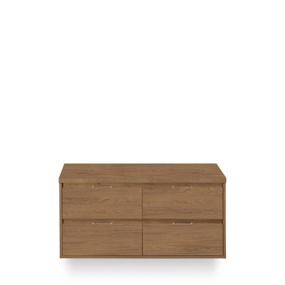 Porto Badmeubelset 120 cm - 4 laden Honey - Wastafel Bovenblad Honey