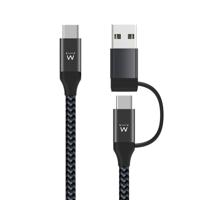 USB-oplaadkabel Ewent EW9918 Zwart 1 m (1 Stuks) - thumbnail
