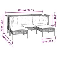 5-delige Loungeset met kussens poly rattan grijs - thumbnail