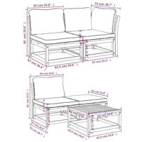 9-delige Loungeset met kussens massief acaciahout - thumbnail
