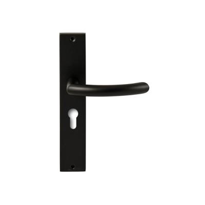 Hardbrass Deurkruk Helsinki op rechthoekig langschild profielcilindergat 55mm - zwart