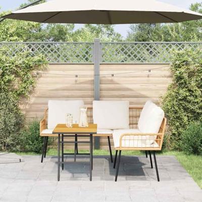 Tuinbankenset 2 pcs Beige poly rattan