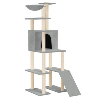 VidaXL Kattenmeubel met sisal krabpalen 166 cm lichtgrijs