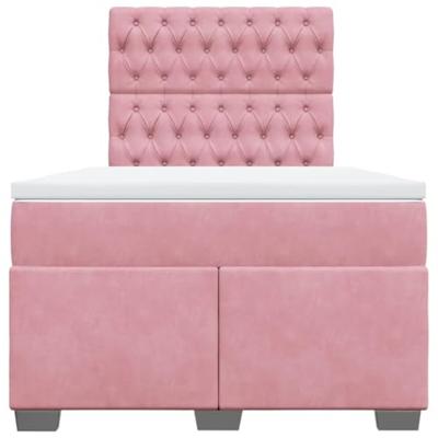 Boxspring met matras fluweel roze 120x200 cm
