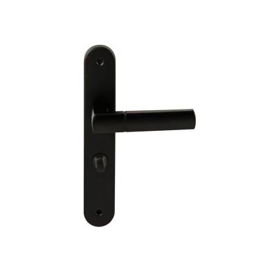 Hardbrass Deurkruk Rhodos op ovaal langschild WC63/8mm - zwart