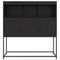 Dressoir 100,5x39x107 cm staal zwart - thumbnail