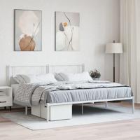 Bedframe met hoofdbord metaal wit 193x203 cm - thumbnail