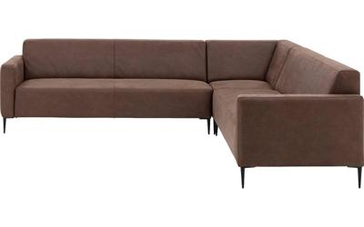 Goossens Bank Key West bruin, micro leer, 3-zits, modern design