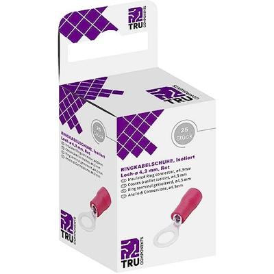 TRU COMPONENTS T1904C059 Ringkabelschoen Dwarsdoorsnede (max.): 1.50 mm² Schachtdiameter: 4.30 mm Deels geïsoleerd Rood 25 stuk(s)