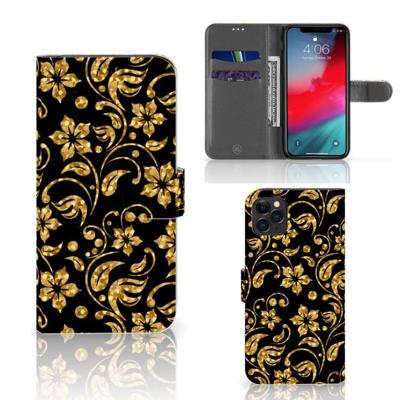 Apple iPhone 11 Pro Max Hoesje Gouden Bloemen Apple iPhone 11 Pro Max Hoesje Gouden Bloemen