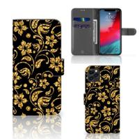 Apple iPhone 11 Pro Max Hoesje Gouden Bloemen - thumbnail