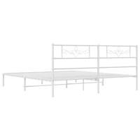 Bedframe met hoofdbord metaal wit 200x200 cm - thumbnail