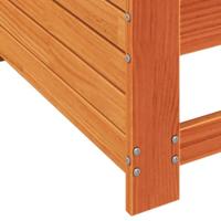 Tuinbank met armleuning en kussen massief grenenhout wasbruin - thumbnail