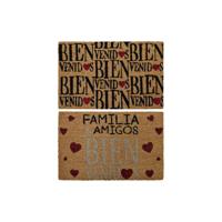 Deurmat DKD Home Decor Rood Zwart Bruin Rubber 2 Stuks Stads Kokosvezel (60 x 40 x 1,5 cm) - thumbnail