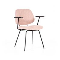Eleonora Eetkamerstoel 'Lynn' met armleuning, kleur Roze Fletcher - thumbnail