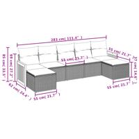 8-delige Loungeset met kussens poly rattan beige - thumbnail
