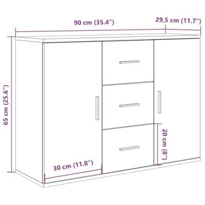 Dressoir 90x29,5x65 cm bewerkt hout oud houtkleurig Dressoir 90x29,5x65 cm bewerkt hout oud houtkleurig