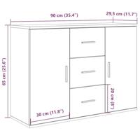 Dressoir 90x29,5x65 cm bewerkt hout oud houtkleurig - thumbnail