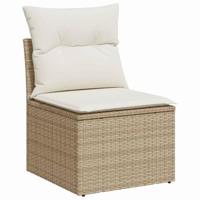 9-delige tuinset met kussens in beige poly rattan en acacia - thumbnail