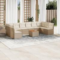 11-delige Tuinset met kussens poly rattan beige - thumbnail