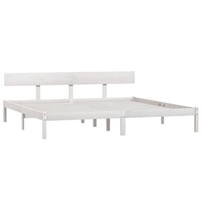 Bedframe massief grenenhout wit 200x200 cm