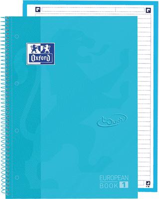 Oxford School Touch Europeanbook spiraalblok, ft A4+, 160 bladzijden, gelijnd, pastel blauw Oxford School Touch Europeanbook spiraalblok, ft A4+, 160 bladzijden, gelijnd, pastel blauw