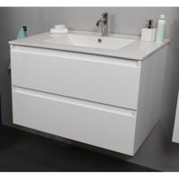 On-Line Onderkast - 80 cm - Voorgemonteerd - Porseleinen Wastafel - 1 Kraangat - Hoogglans Wit - thumbnail