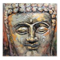 Schilderij DKD Home Decor Buda Hout Metaal Orientaals Boeddha (80 x 80 x 7 cm) - thumbnail