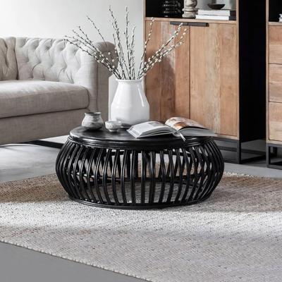 MUST Living Salontafel 'Positano' Rotan, 90cm, kleur Zwart MUST Living Salontafel 'Positano' Rotan, 90cm, kleur Zwart