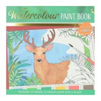 Wins Holland Waterverfkleurblok volwassenen - bosdieren - incl penseel en 6 kleuren waterverf - thumbnail