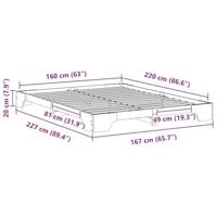 Bedframe met opslag Bruin 160 x 220 cm Massief grenenhout - thumbnail