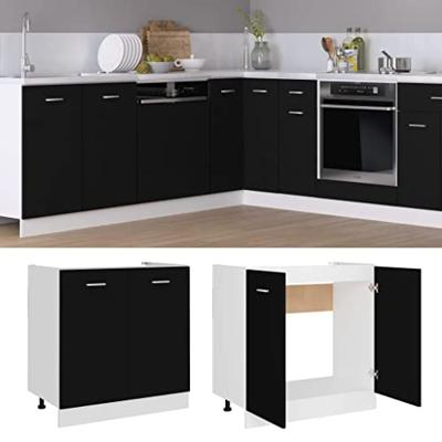 vidaXL Wastafelonderkast 80x46x81,5 cm spaanplaat zwart