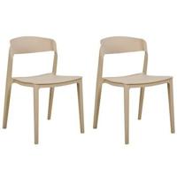 Beliani - SOMERS - Eetkamerstoel set van 2 - Beige - Plastic - thumbnail