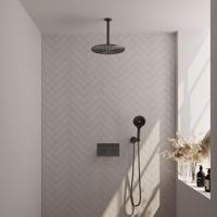 Brauer Gunmetal Carving Thermostatische Regendoucheset Inbouw - Hoofddouche 30 cm - Met Drukknoppen - Handdouche 3 Standen - Doucheslang - Wandaansluitbocht - Gunmetal - thumbnail