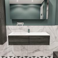 Badkamermeubel BWS Madrid Antraciet 120x45x30 cm Mat Witte Solid Surface Wastafel Links (0 kraangaten, 2 lades) - thumbnail