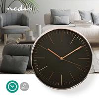 Nedis CLWA013PC30BK Ronde Wandklok Diameter 30 Cm Zwart & Roze-goud - thumbnail
