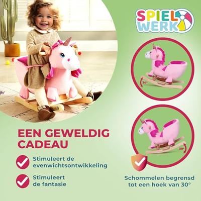 Schommeldier Eenhoorn met veiligheidsgordel en geluidsfunctie
