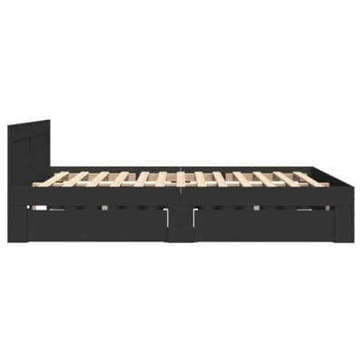 Bedframe met hoofdeinde zonder matras 140x200 cm zwart