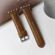 Retro leren bandje - Lichtbruin - Geschikt voor Apple Watch 38mm / 40mm / 41mm / 42mm - thumbnail