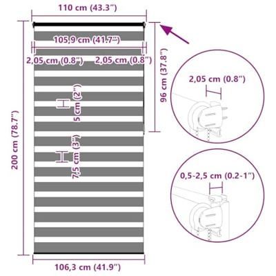 Zebra rolgordijn 110x200 cm stofbreedte 105,9cm polyester bruin