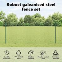 VidaXL Hek met paal groen 1 x 10 m staal en pvc - thumbnail