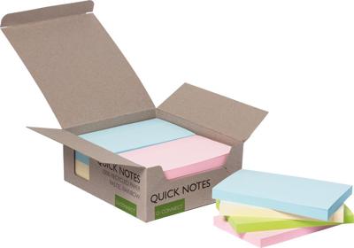 Q-CONNECT Quick Notes Recycled pastel, ft 76 x 127 mm, 100 vel, doos van 12 stuks in geassorteerde kleure Q-CONNECT Quick Notes Recycled pastel, ft 76 x 127 mm, 100 vel, doos van 12 stuks in geassorteerde kleure