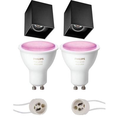 Philips Hue Opbouwspot Set GU10 Mat Zwart - Verdiept & Kantelbaar